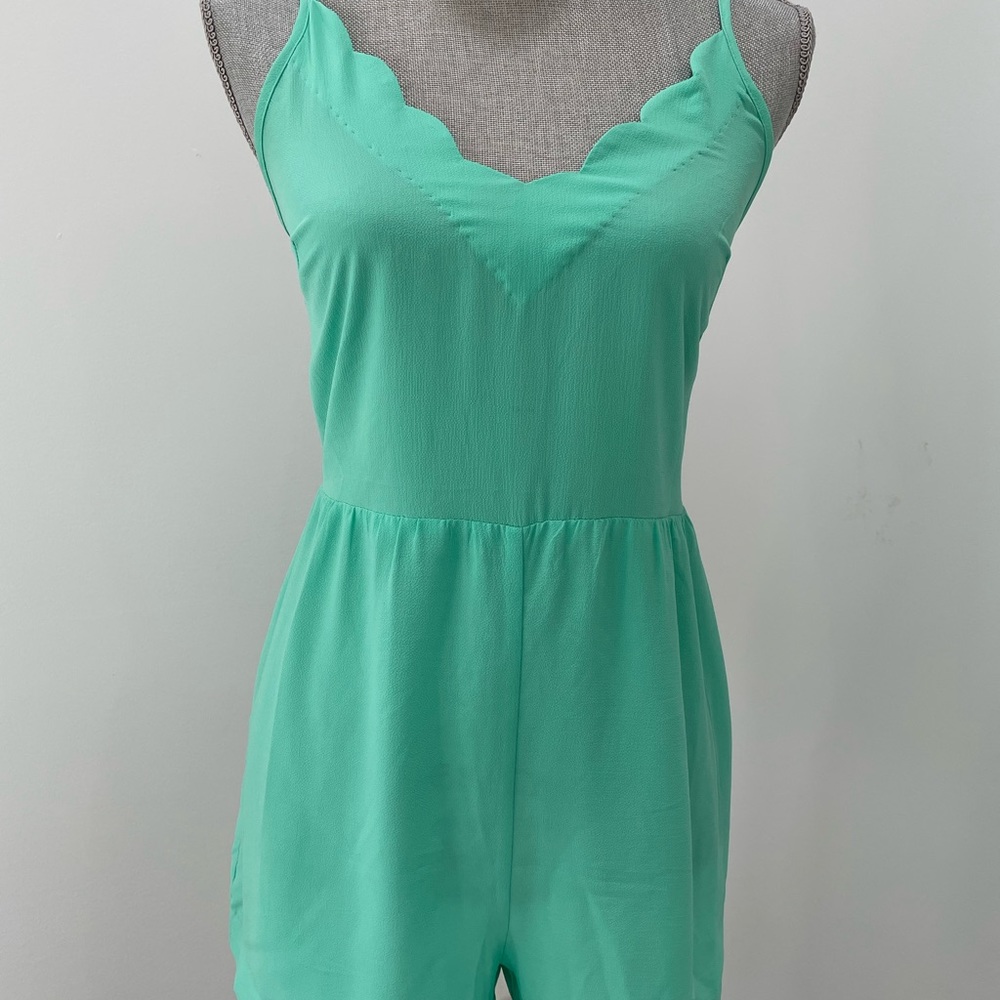 Mint/teal shorts romper by Lush from Bloomingdale’s